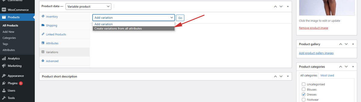 Adding a Variable product in WooCommerce Variations 1 Adding a Variable product in WooCommerce Variations 1